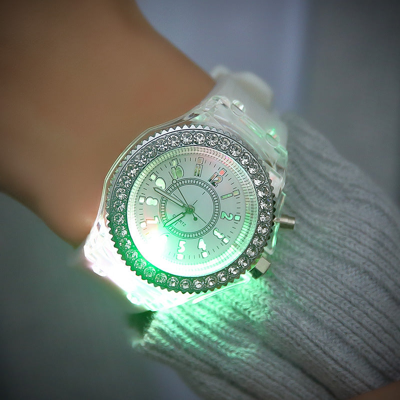 Wholesale New Fashion Trend Male And Female Student Couple LED Watch Luminous Silicone Personality Water Diamond British Watch