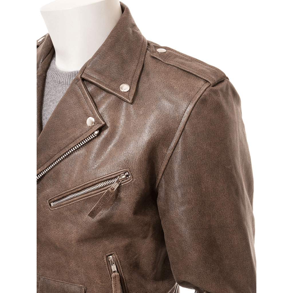 MEN ANTIQUE BROWN LEATHER JACKET BALLSTON-3
