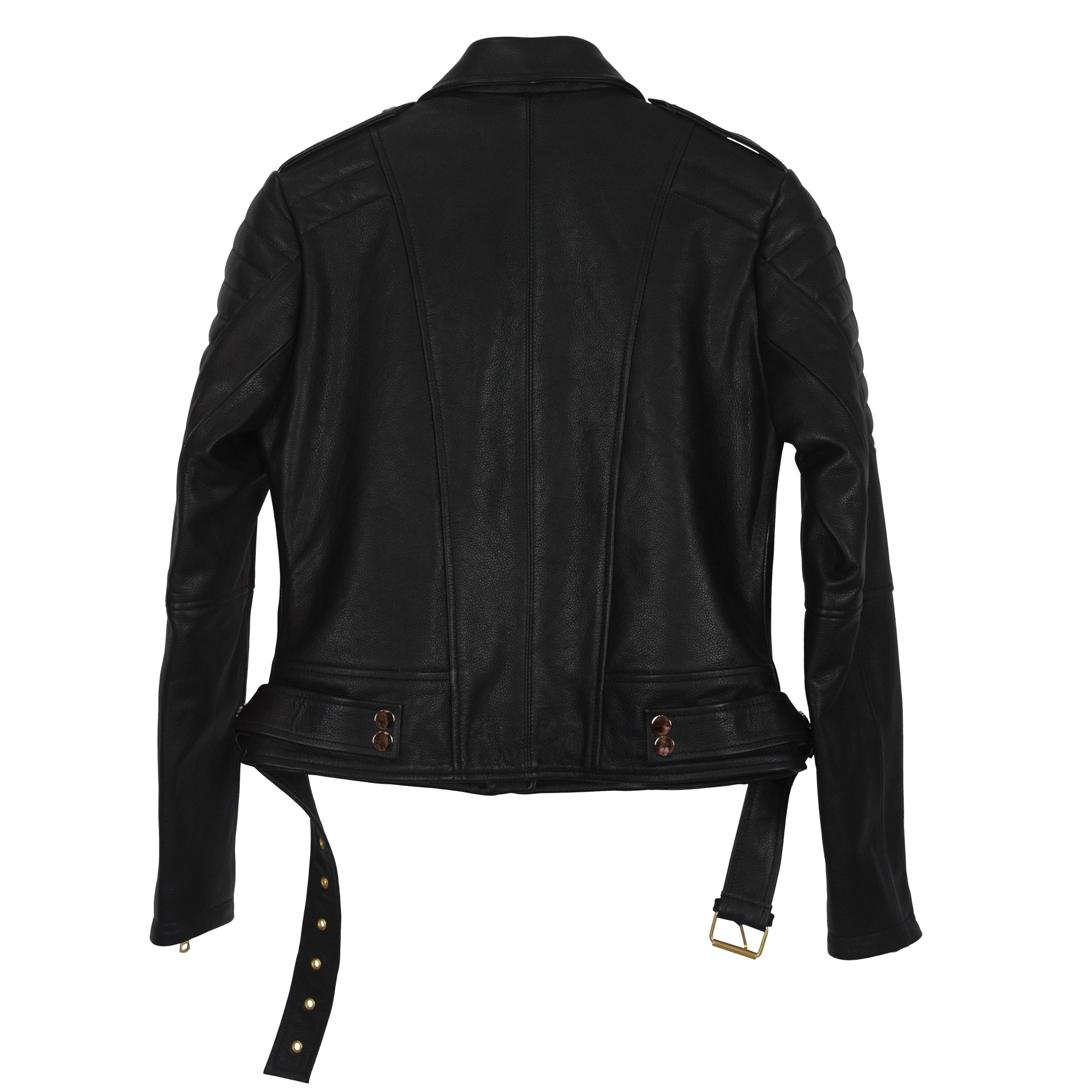 Classic Black Moto Jacket with Gold Hardware