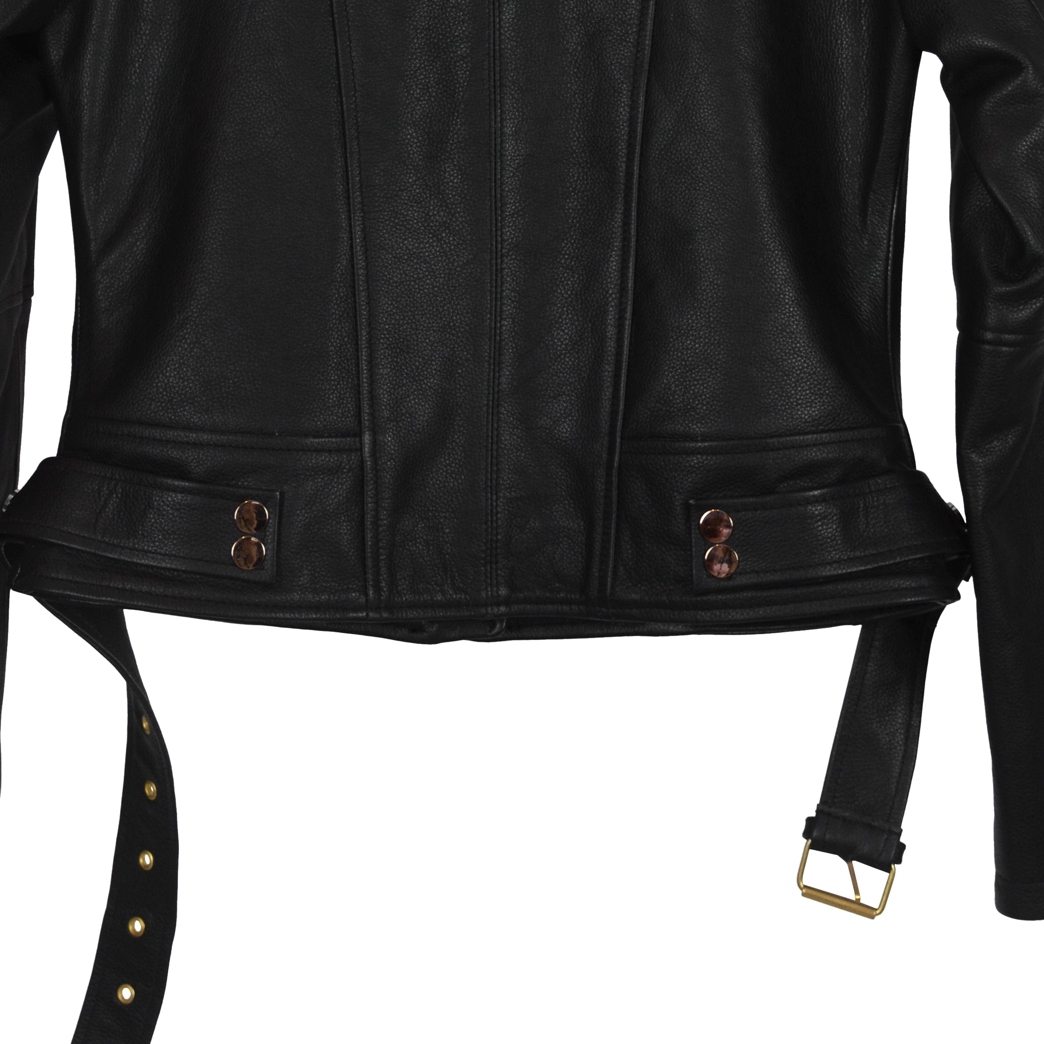 Classic Black Moto Jacket with Gold Hardware