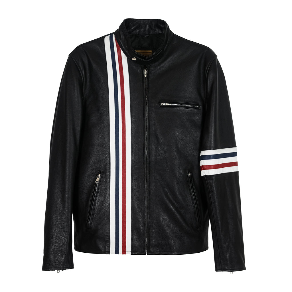 Patriot Racer with American Flag Leather Jacket