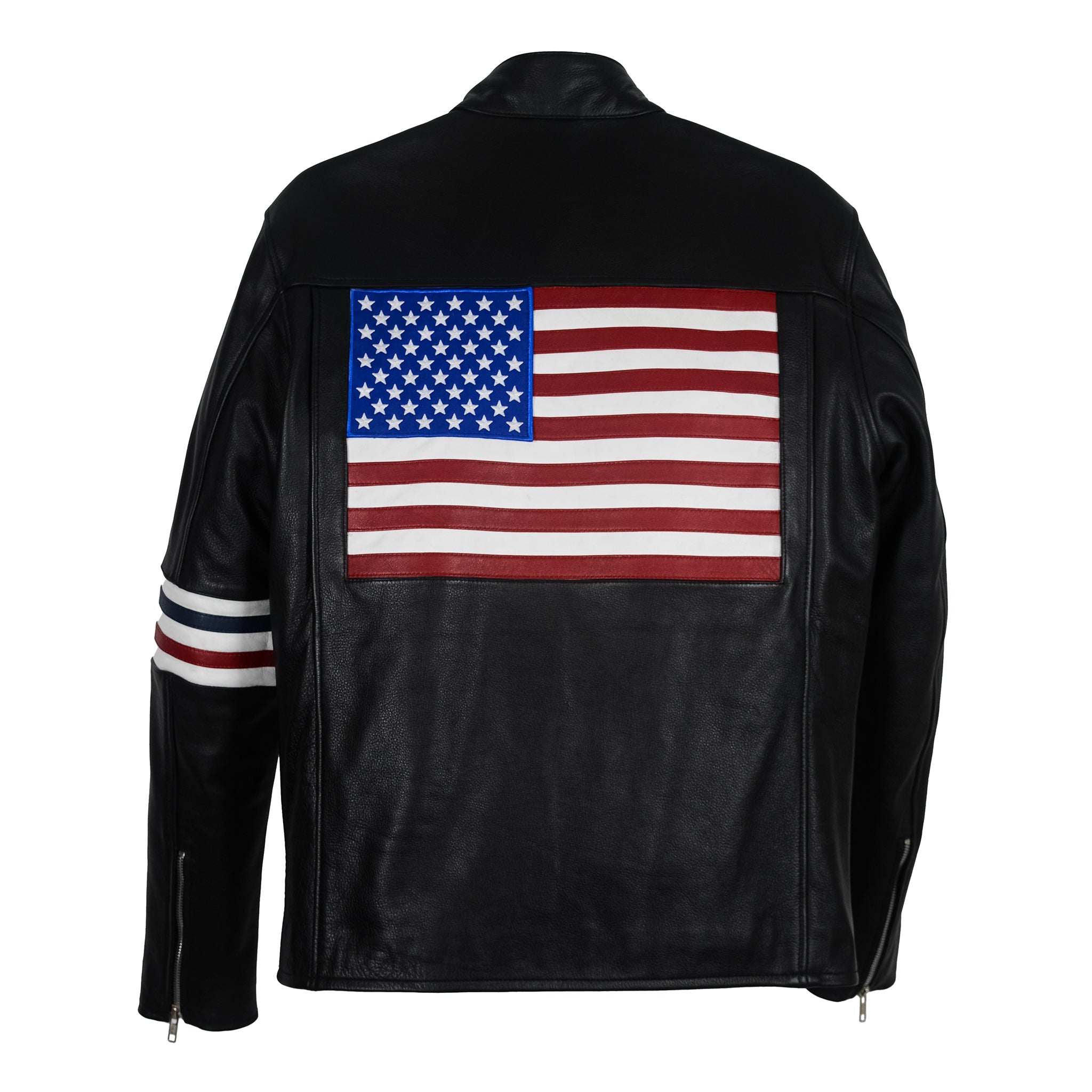 Patriot Racer with American Flag Leather Jacket