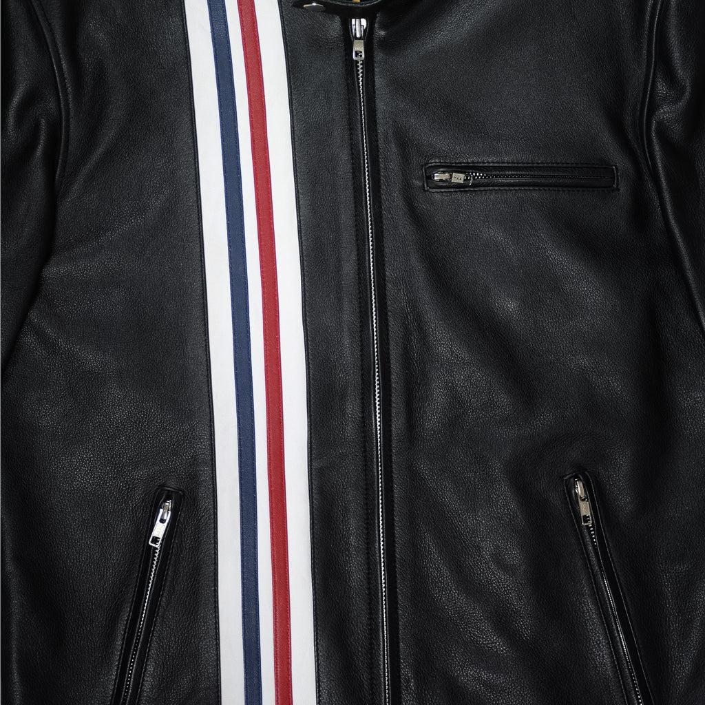 Patriot Racer with American Flag Leather Jacket