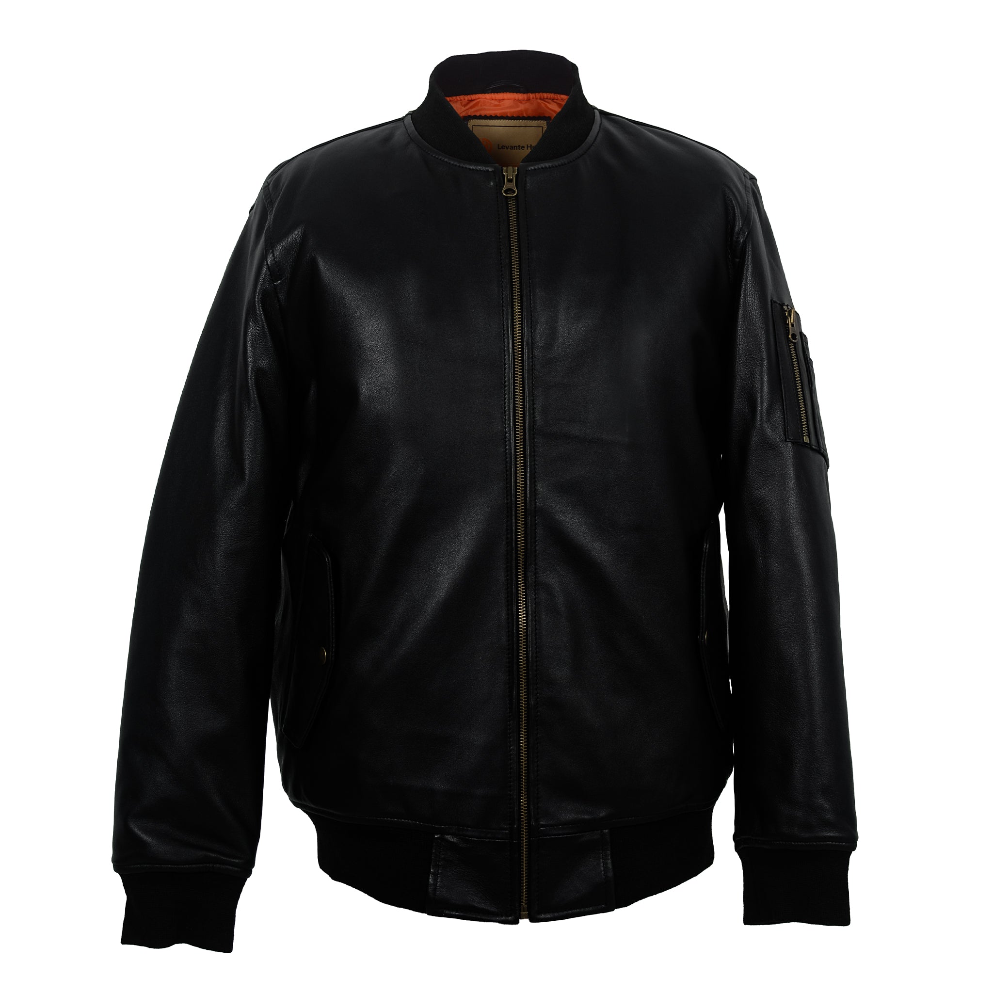 Black Classic Sheep Leather Bomber Jacket