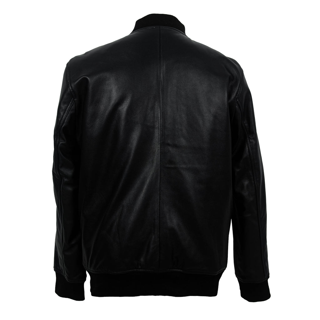 Black Classic Sheep Leather Bomber Jacket