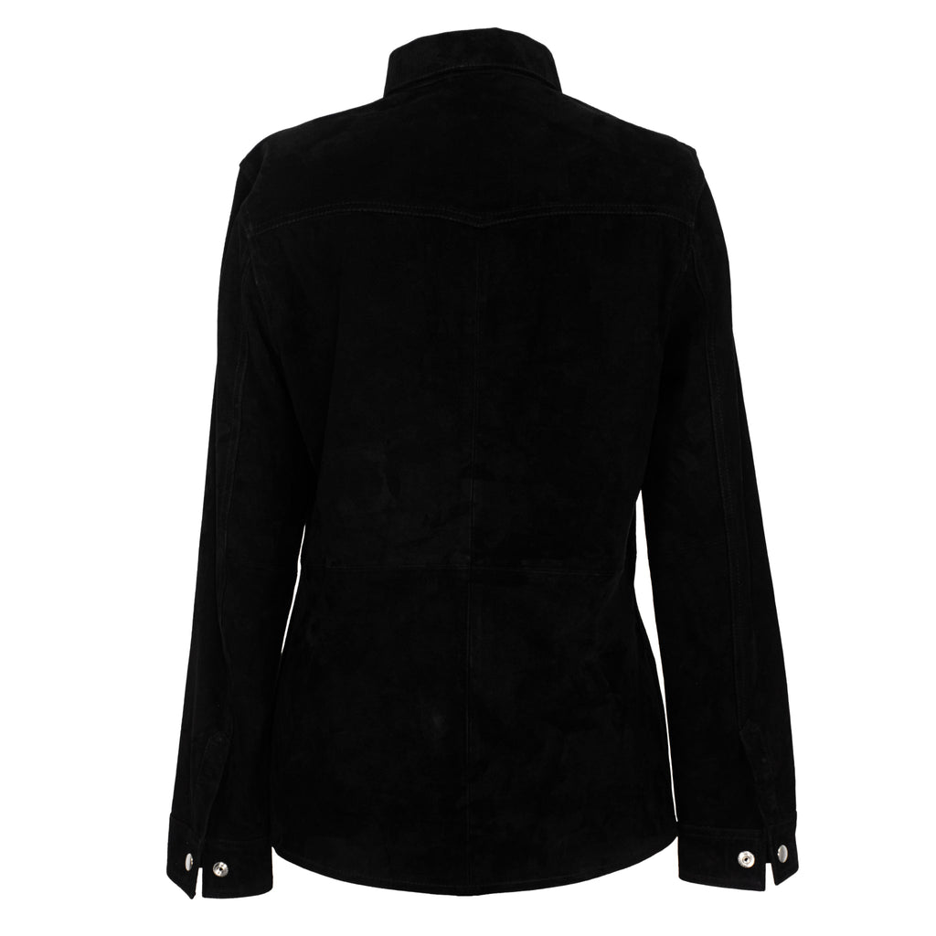 Women's Black Goat Suede Leather Shirt