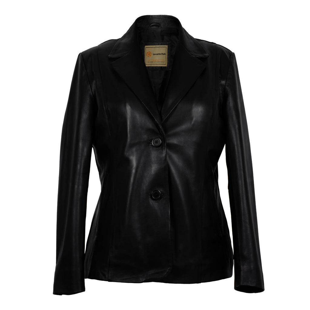 Women's Celeste Lambskin Leather Blazer-0