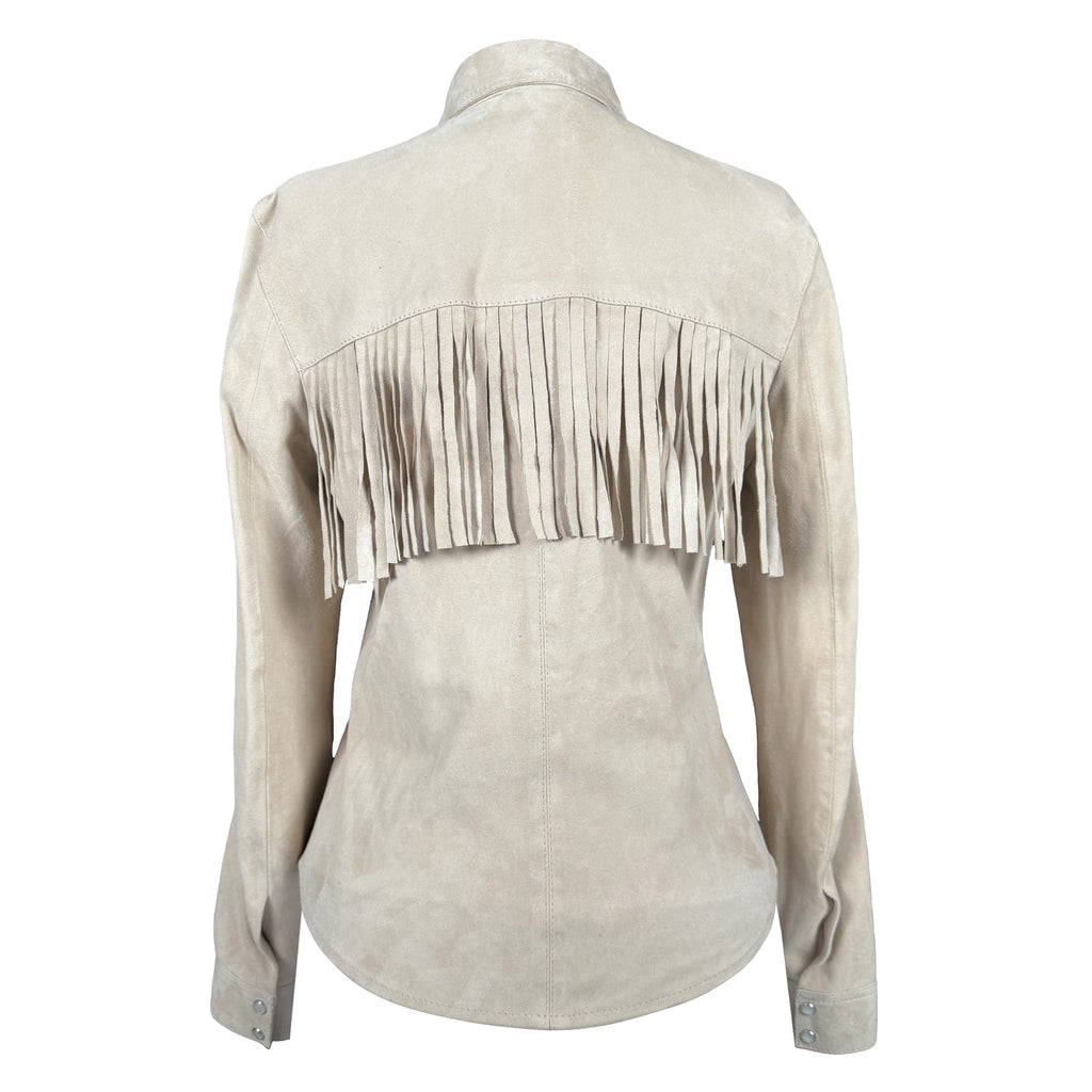 Western Fringe Suede Shirt-1