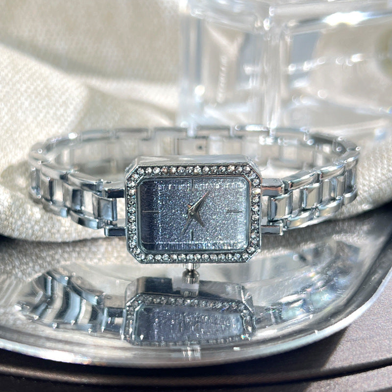 New Gradient Fashion Ladies Rhinestone Square Bracelet Watch Simple Sparkling Star Quartz Watch Cross-border Explosions