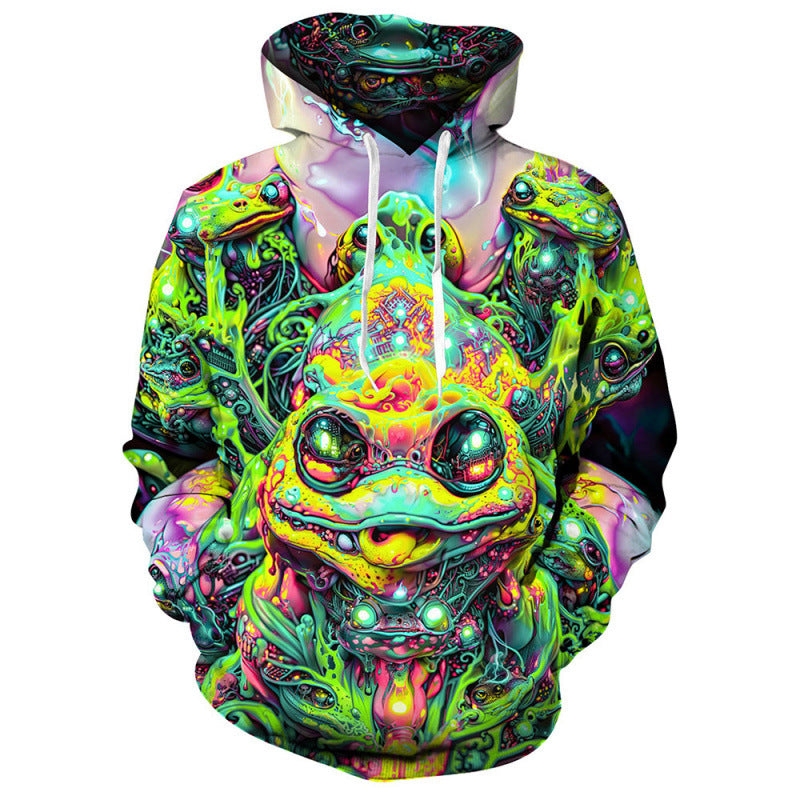 Foreign Trade Cross-border Hot Selling 3D Digital Printing European And American Men's Long-sleeved Sweatshirt Abstract Art Animal Trend Hoodie