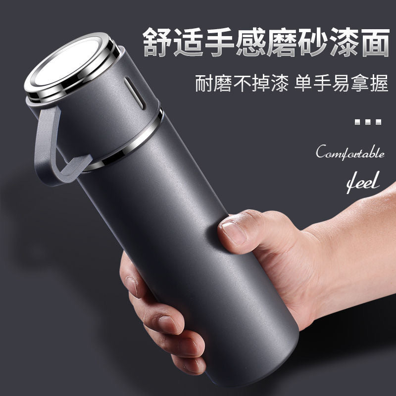 A Cup Of Three-lid Suit Flask Thermos Cup Foreign Trade Explosions Cup Gift Wholesale Company Advertising Screen Printing Logo