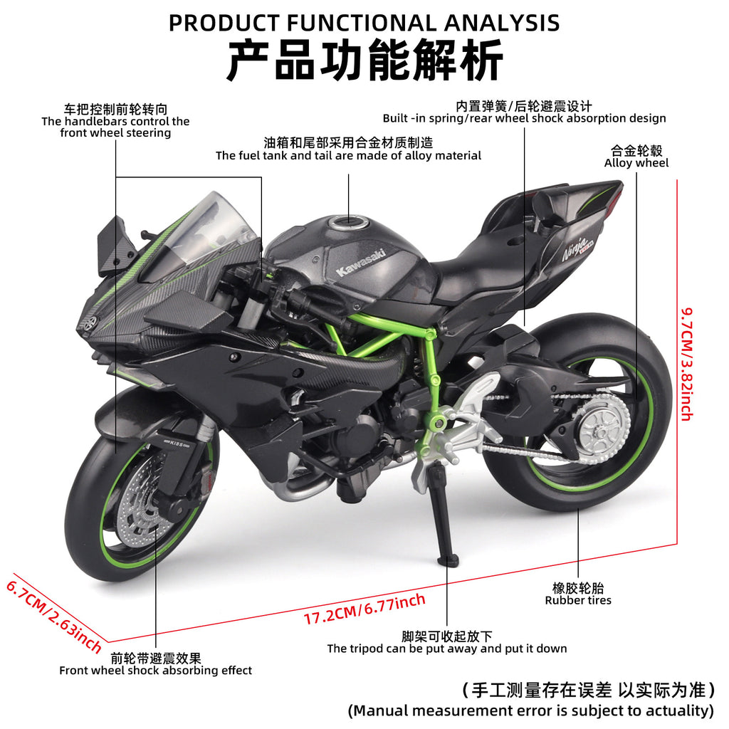 Cca Officially Licensed 1:12 Kawasaki Ninja H2R Alloy Motorcycle Fashionable Trendy Ornament Tiktok Hot Sale