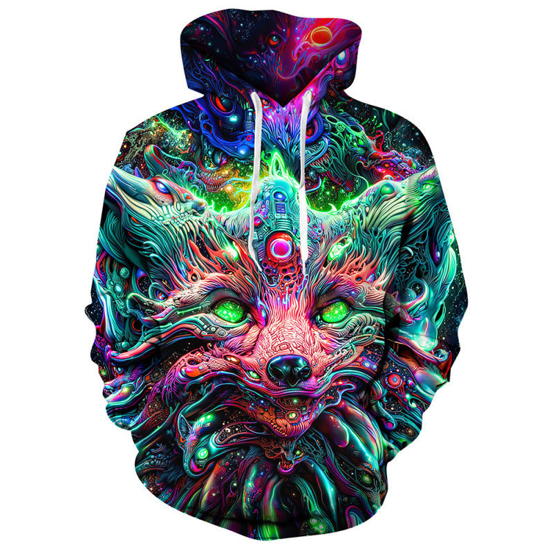 Foreign Trade Cross-border Hot Selling 3D Digital Printing European And American Men's Long-sleeved Sweatshirt Abstract Art Animal Trend Hoodie