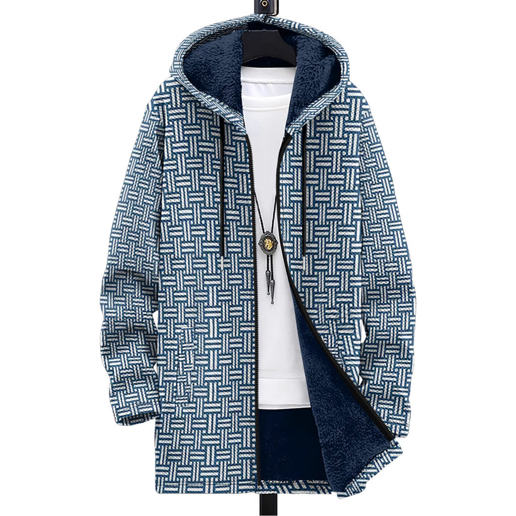 Cross-Border Retro Series Multi-Color Pattern 3D Printing Digital Printing Hooded Sweatshirt Brown Lining Cotton Jacket