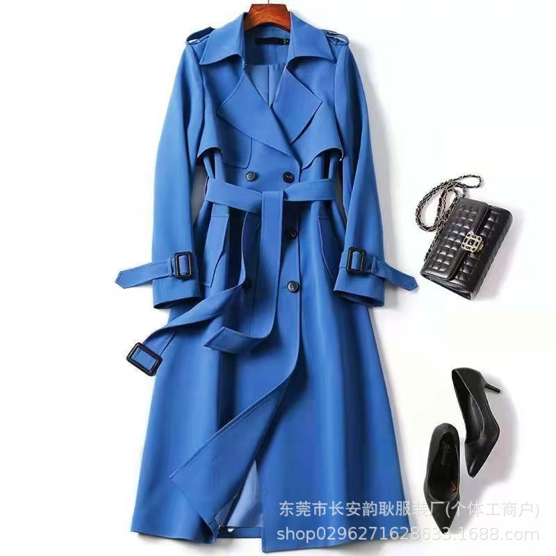Windbreaker Women's Mid-Length 2025 Spring And Autumn New Korean Style Large Size Small People Popular British Style Coat Over The Knee Jacket