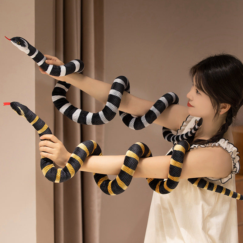 Cross-Border Simulation Silver Ring Snake Plush Toy Doll Corn Snake Doll Rag Doll Zodiac Snake Trick Props