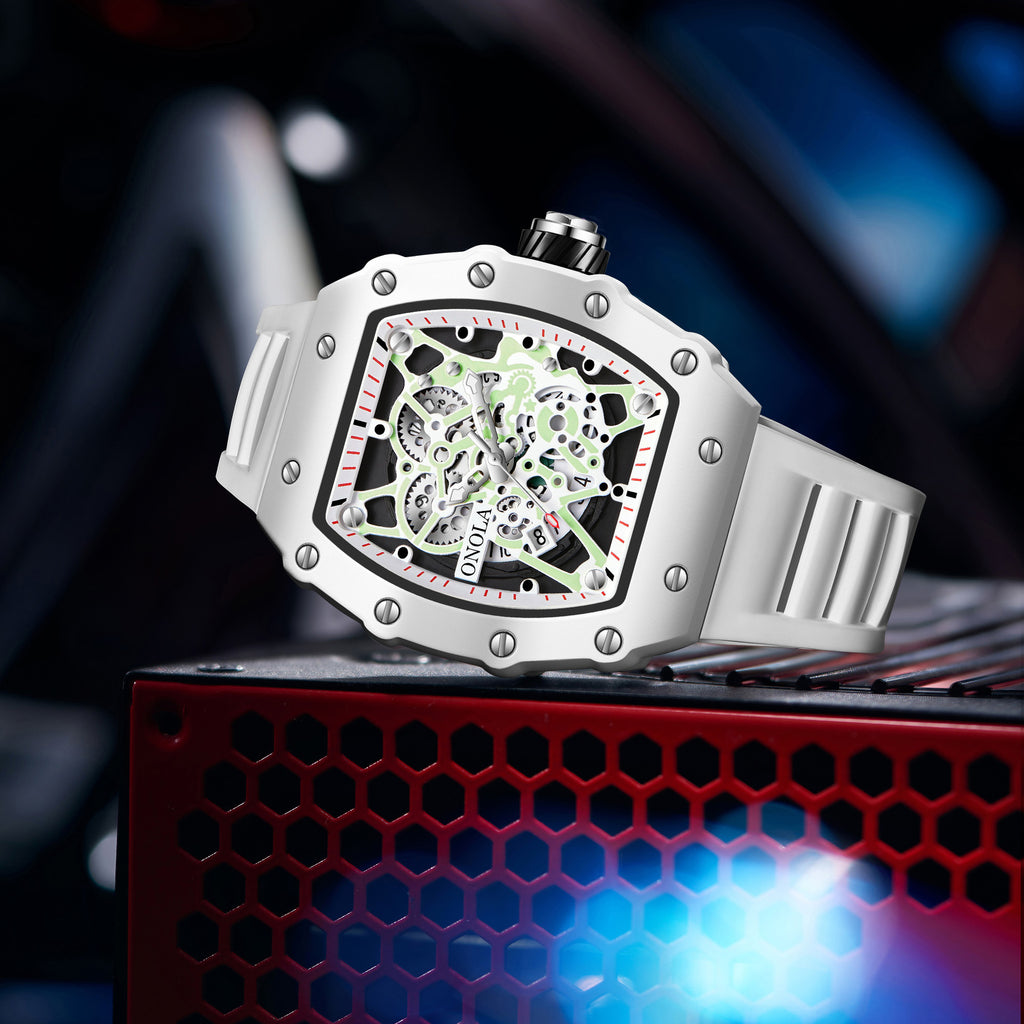 Milky White Design Cross-border New Aona/ONOLA Popular Fashion Waterproof Quartz Men&#039;s Watch Silicone Band