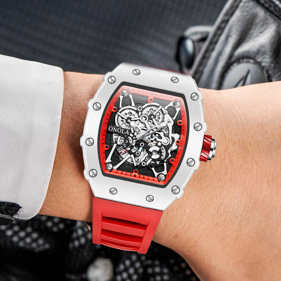 Milky White Design Cross-border New Aona/ONOLA Popular Fashion Waterproof Quartz Men&#039;s Watch Silicone Band