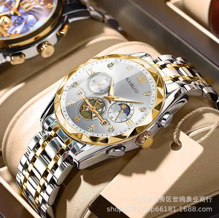 Casaro's New Multifunctional Quartz Watch, Versatile Trendy Watch, Six-Pin Timing, Casual Trendy Men's Alloy Men's Watch