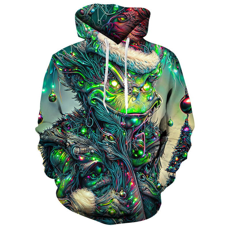 Foreign Trade Cross-border Hot Selling 3D Digital Printing European And American Men's Long-sleeved Sweatshirt Abstract Art Animal Trend Hoodie