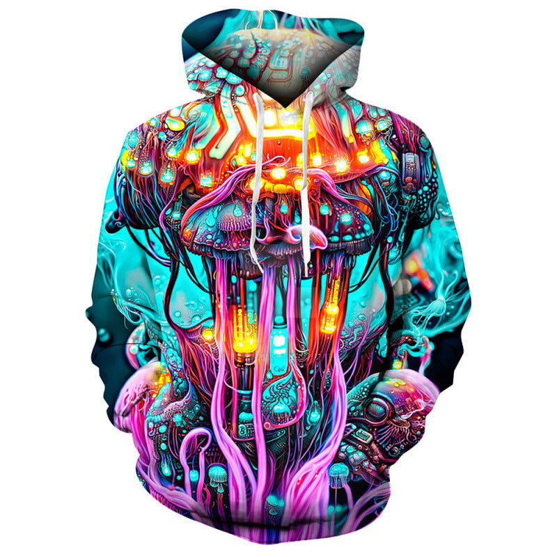 Foreign Trade Cross-border Hot Selling 3D Digital Printing European And American Men's Long-sleeved Sweatshirt Abstract Art Animal Trend Hoodie