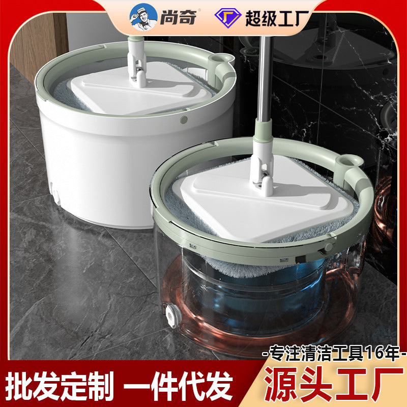 New Rotating Flat Mop Bucket Hand-free Washing Lazy Household Wholesale Clean Dirt Separation Mop Mop Mop Mop Mop